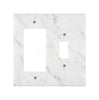 The SurfacesGalore Carrara White Marble TOGGLE - ROCKER Switch Wall Plate/Cover Plate/Switch Plate showcases natural stone craftsmanship with rectangular and single toggle switch openings for a sophisticated touch.