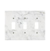 The Carrara White Marble Triple TOGGLE Plate Switch Wall Plate from SurfacesGalore features an authentic white and gray veined marble pattern.