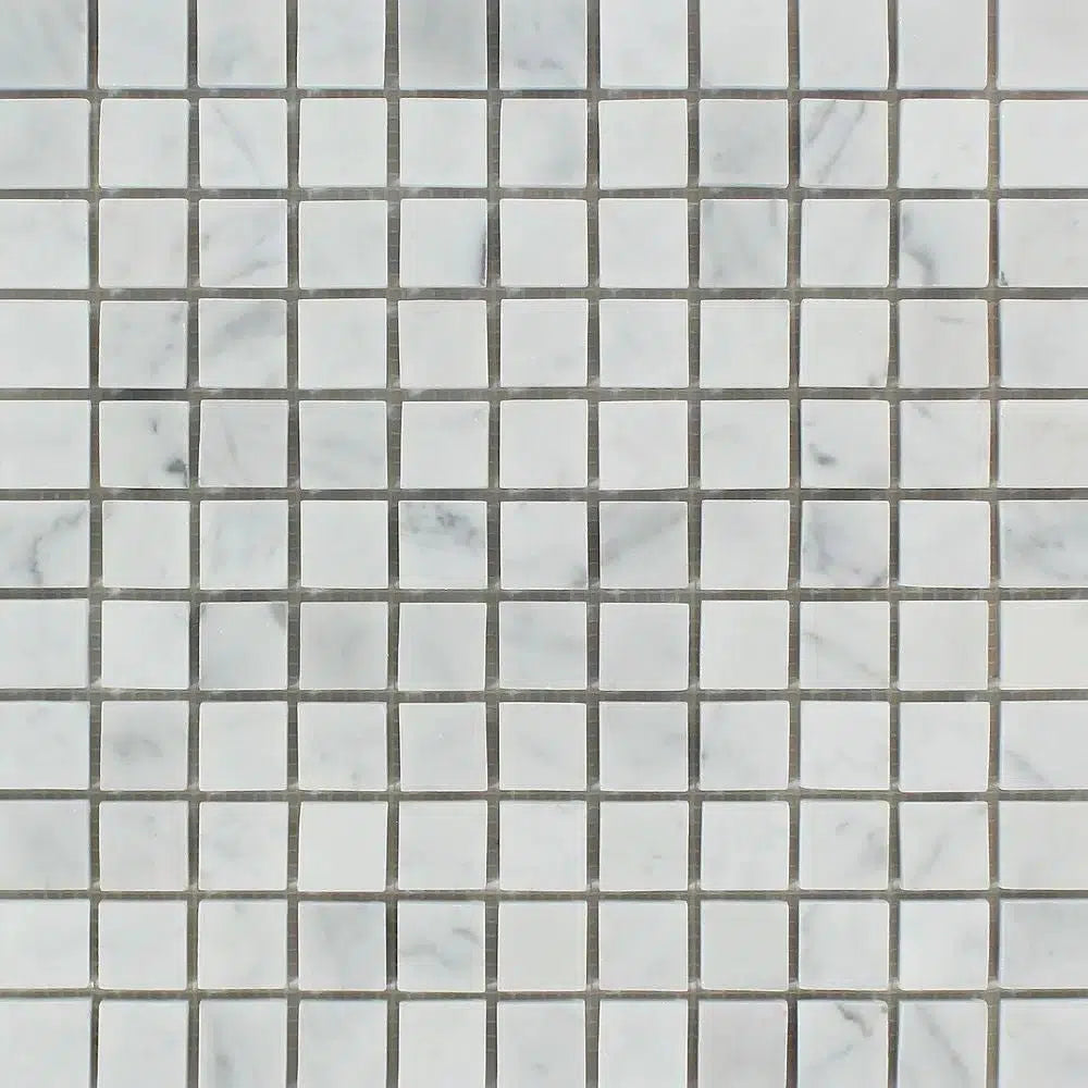 Carrara White Italian Premium 1X1 Mosaic Marble Tile Polished-Honed