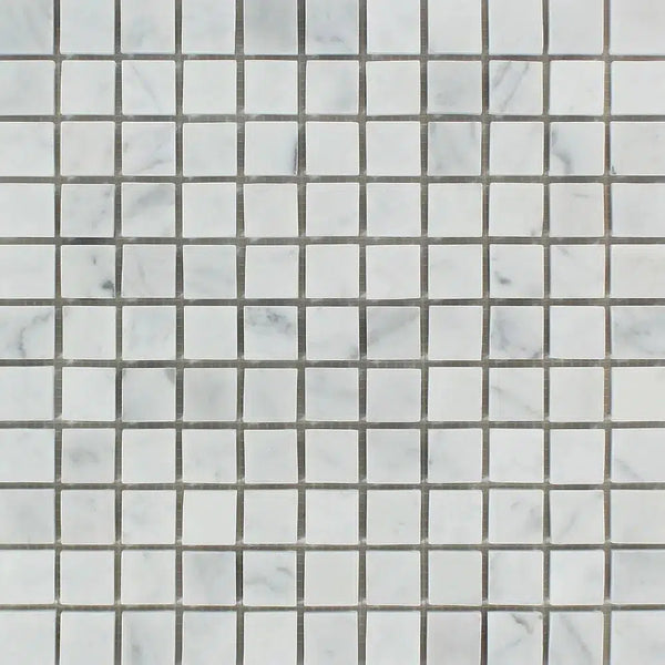 Carrara White Italian Premium 1X1 Mosaic Marble Tile Polished - Honed - SurfacesGalorePolished