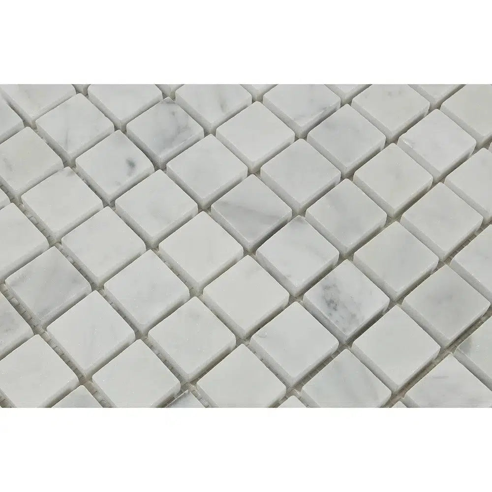 Carrara White Italian Premium 1X1 Mosaic Marble Tile Polished-Honed