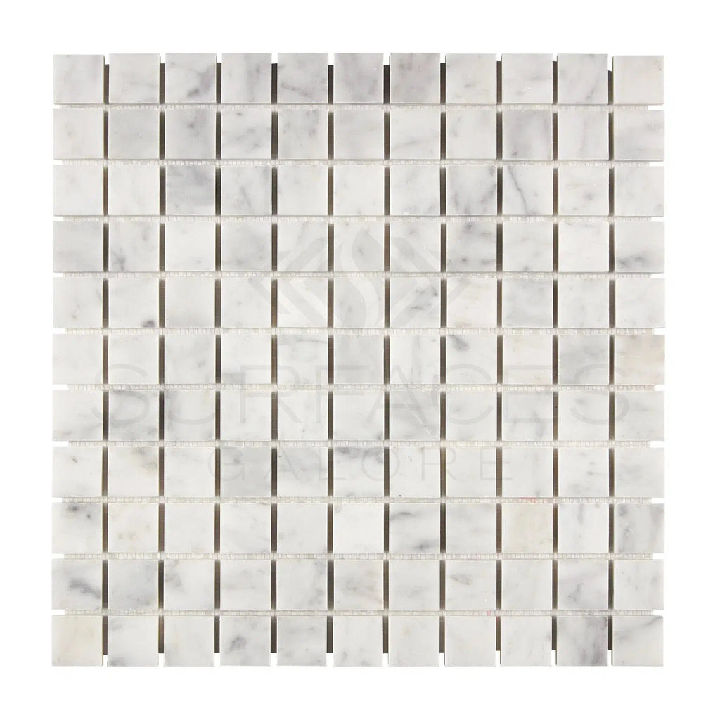 Carrara White Italian Premium 1X1 Mosaic Marble Tile Polished-Honed