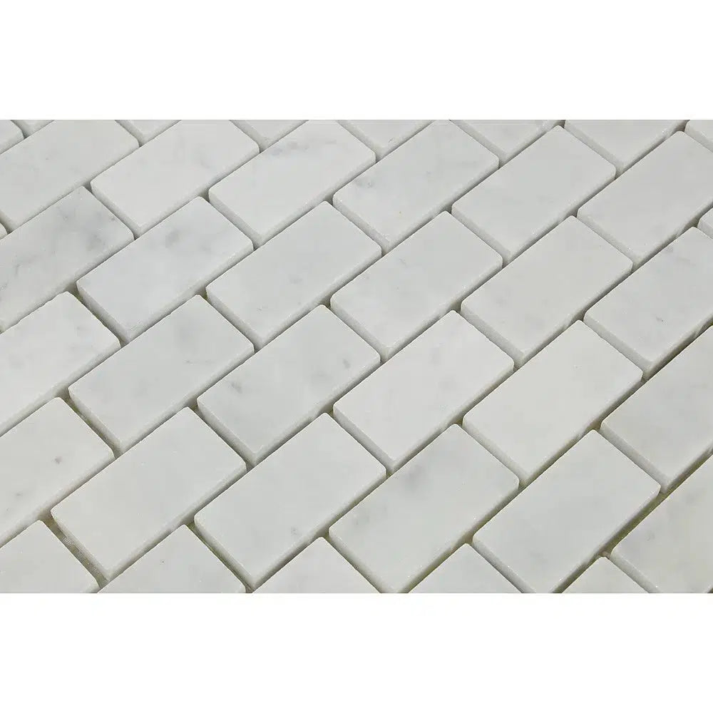 Carrara White Italian Premium 1X2 Brick Mosaic Marble Tile Polished-Honed