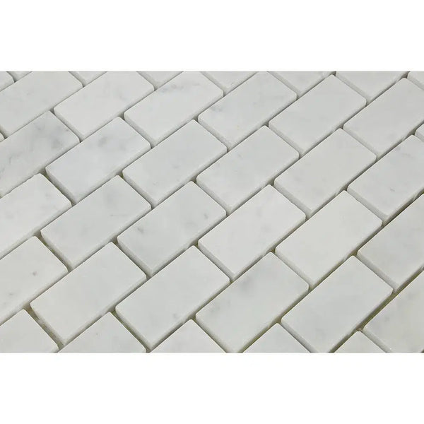 Carrara White Italian Premium 1X2 Brick Mosaic Marble Tile Polished - Honed - SurfacesGalorePolished