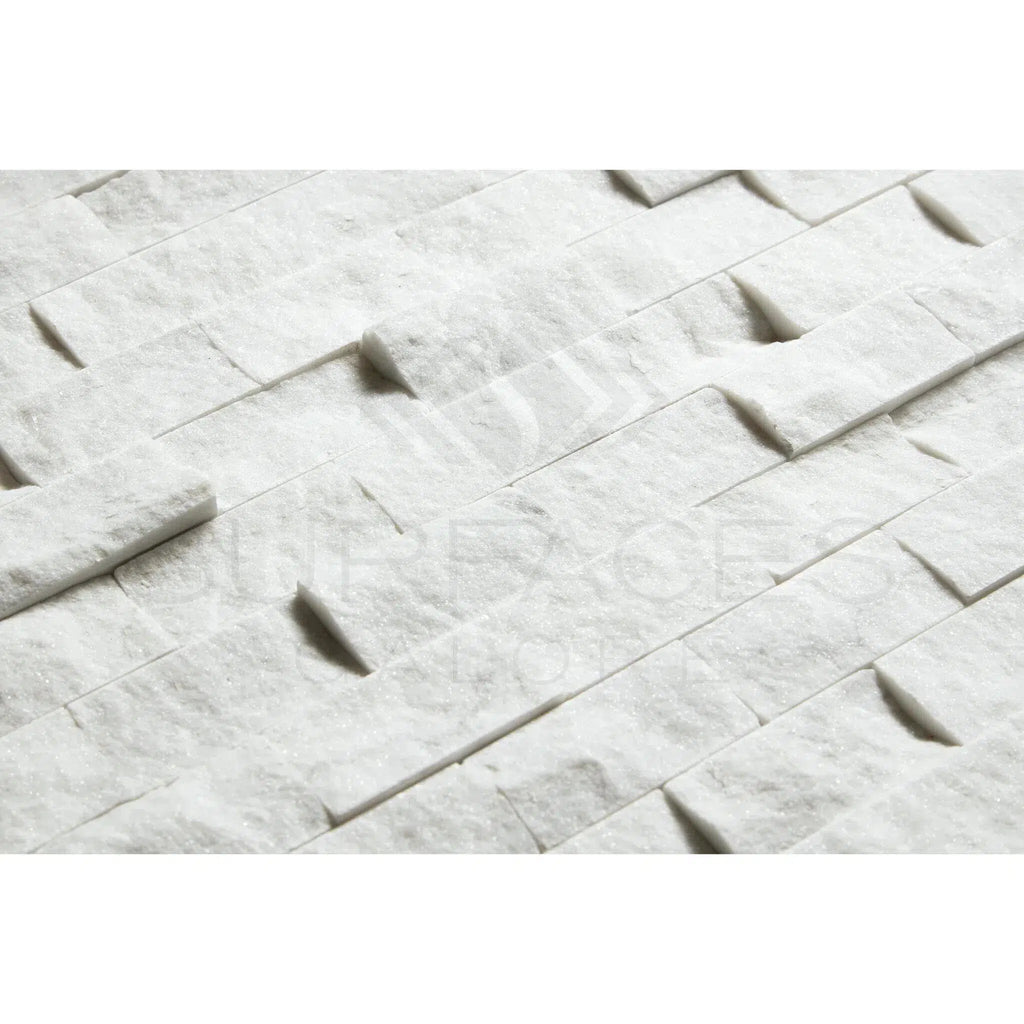 Carrara White Italian Premium 1X2 Brick Mosaic Marble Tile Split-Faced