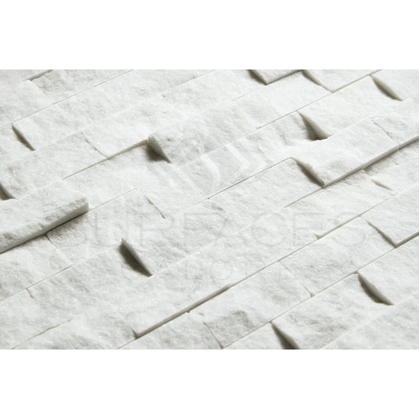 Carrara White Italian Premium 1X2 Brick Mosaic Marble Tile Split - Faced - SurfacesGalore