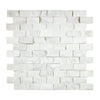 Carrara White Italian Premium 1X2 Brick Mosaic Marble Tile Split-Faced