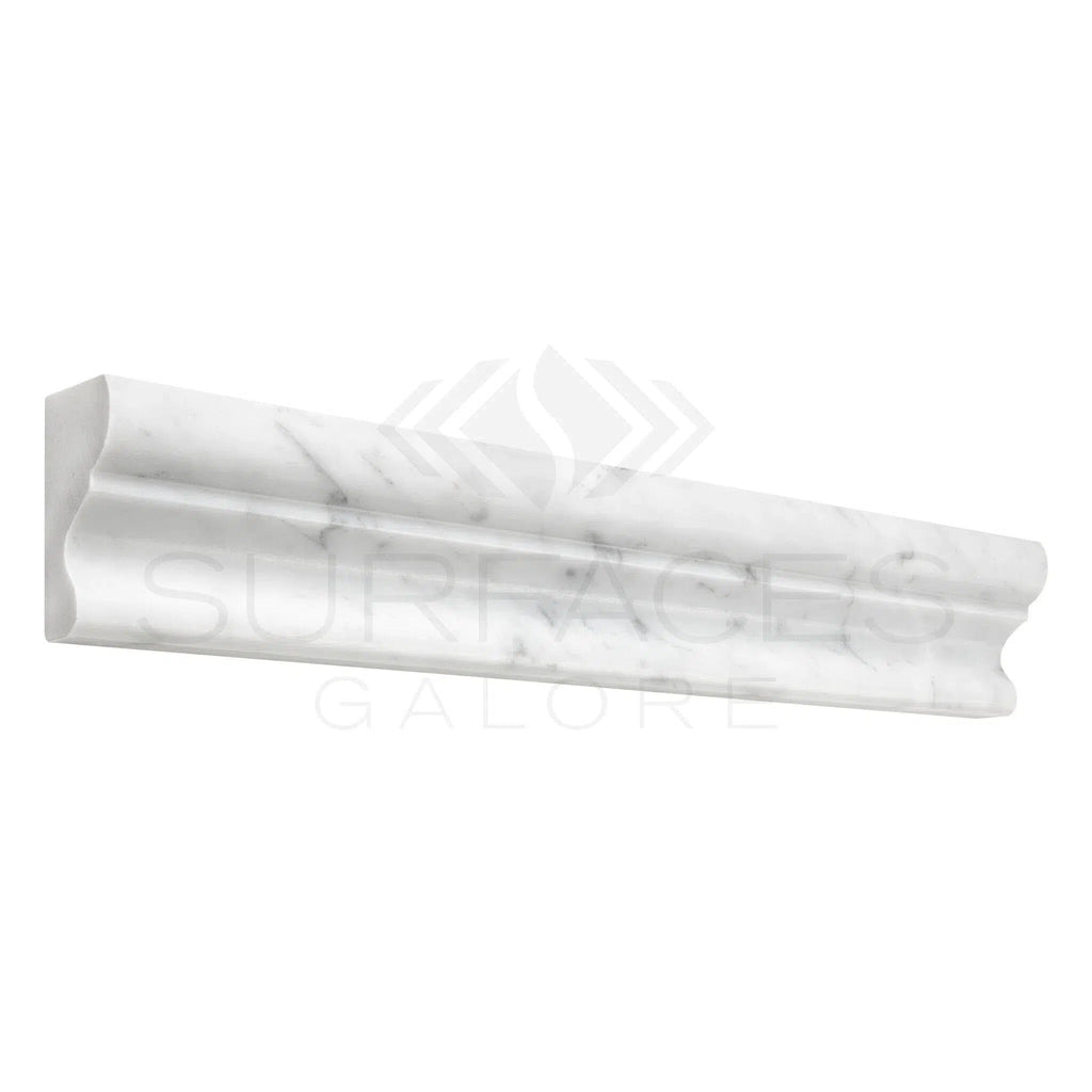 Carrara White Italian Premium 2X12 Crown (Mercer) Molding Liner Polished - Honed - SurfacesGalorePolished