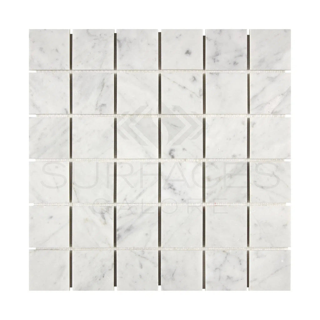 Carrara White Italian Premium 2X2 Mosaic Marble Tile Polished-Honed