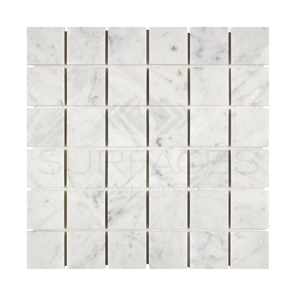 Carrara White Italian Premium 2X2 Mosaic Marble Tile Polished - Honed - SurfacesGalorePolished