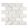 Carrara White Italian Premium 2X4 Deep-Beveled Brick Mosaic Marble Tile Polished-Honed