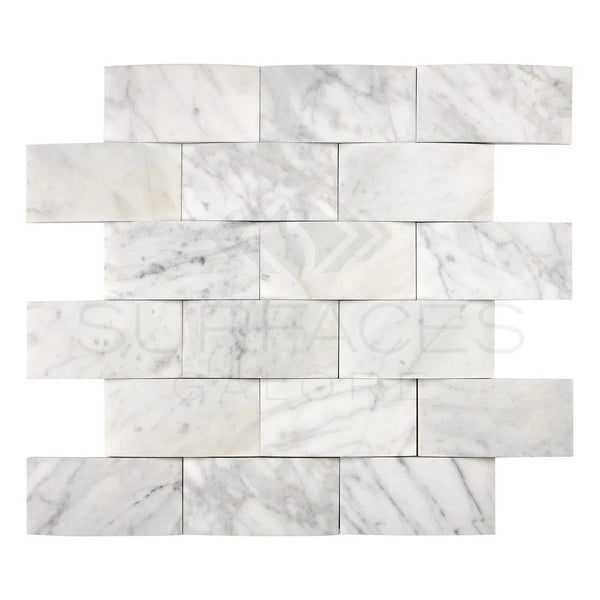 Carrara White Italian Premium 2X4 Round - Faced Mosaic Marble Tile Polished - Honed - SurfacesGalorePolished