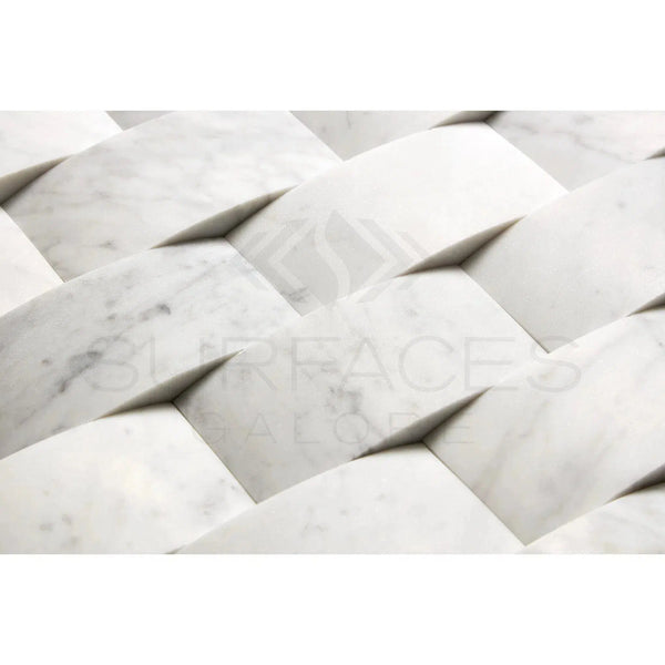 Carrara White Italian Premium 2X4 Round - Faced Mosaic Marble Tile Polished - Honed - SurfacesGalorePolished