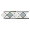 Carrara White Italian Premium 3 7/8X11 5/8 Lantern (Luxury) Border (Carrara w/ Blue-Gray) Polished-Honed