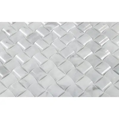 Carrara White Italian Premium 3 - D Small - Bread Mosaic Marble Tile Polished - Honed - SurfacesGalorePolished