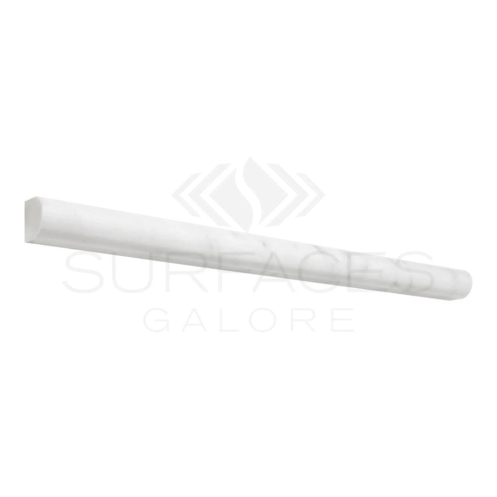 Carrara White Italian Premium 3/4X12 Bullnose Liner Polished - Honed - SurfacesGalorePolished