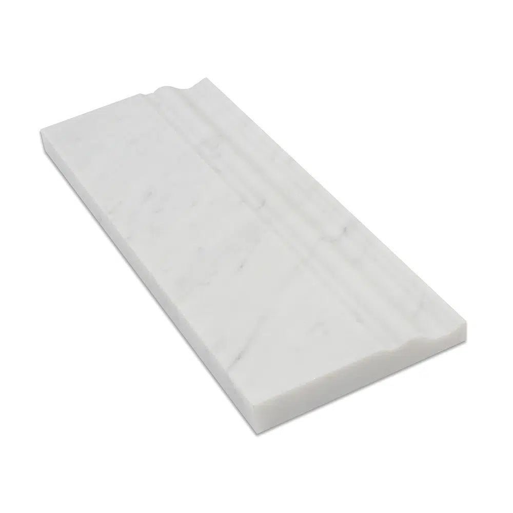 Carrara White Italian Premium 4 3/4X12 Baseboard Trim Molding Polished - Honed - SurfacesGalorePolished