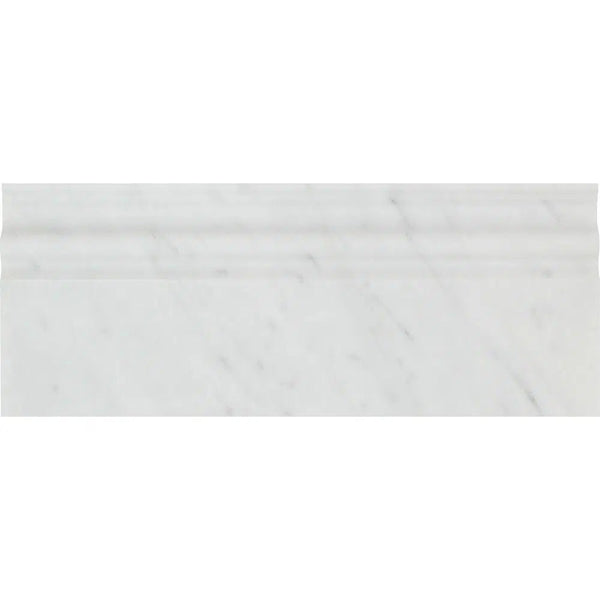 Carrara White Italian Premium 4 3/4X12 Baseboard Trim Molding Polished - Honed - SurfacesGalorePolished