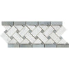 Carrara White Italian Premium 4 3/4X12 Basketweave (w/Blue - Gray) Border Polished - Honed - SurfacesGalorePolished