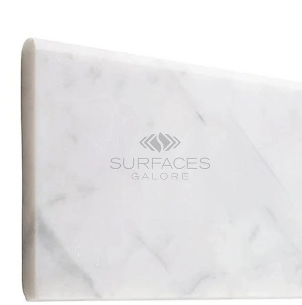 Carrara White Italian Premium 4X12 Tile (Long - Side, Single - Edge Bullnosed) Polished - Honed - SurfacesGalorePolished