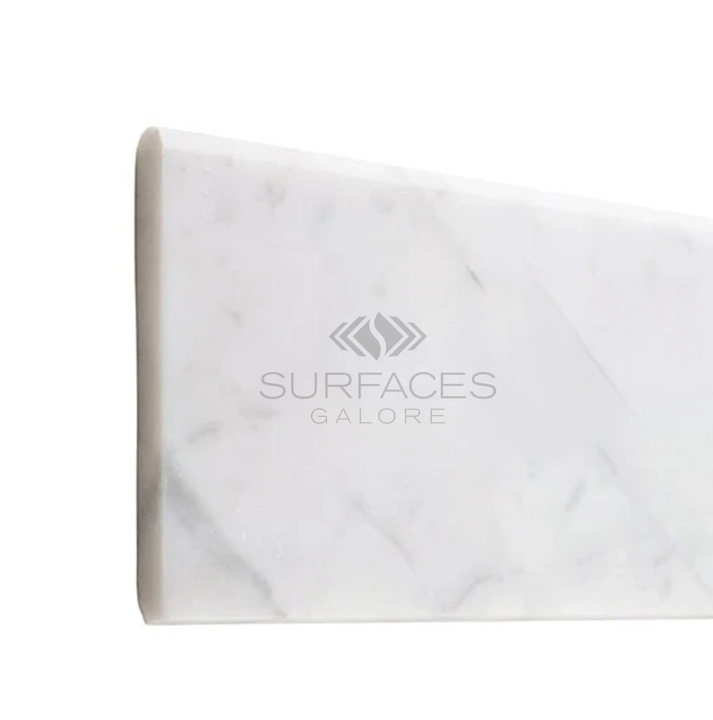 Carrara White Italian Premium 4X12 Tile (Long - Side, Single - Edge Bullnosed) Polished - Honed - SurfacesGalorePolished