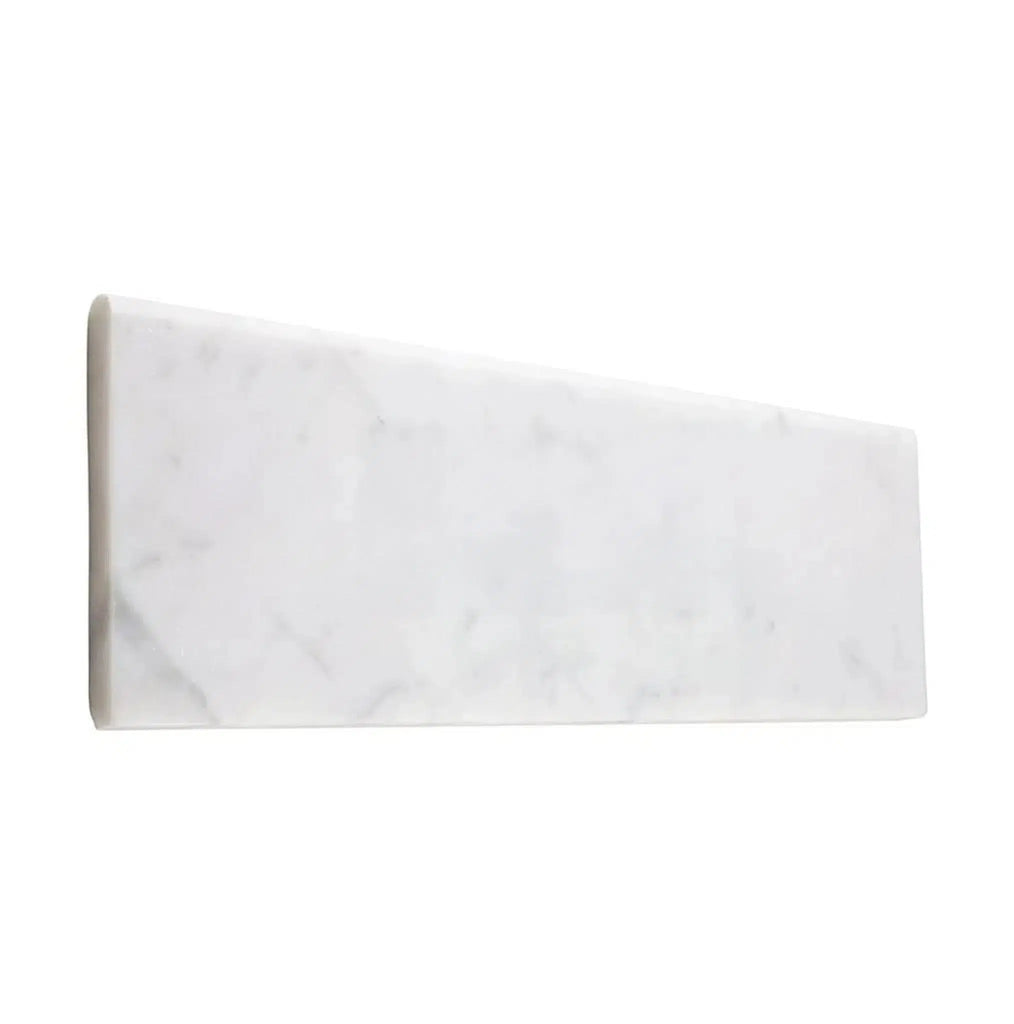 Carrara White Italian Premium 4X12 Tile (Long-Side, Single-Edge Bullnosed) Polished-Honed