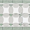 Carrara White Italian Premium 5 3/4X11 1/4 Florida Flower Border (Thassos+White Carrara(Oval)+Ming Green(Dots)) Polished - Honed - SurfacesGalorePolished