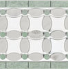 Carrara White Italian Premium 5 3/4X11 1/4 Florida Flower Border (Thassos+White Carrara(Oval)+Ming Green(Dots)) Polished-Honed