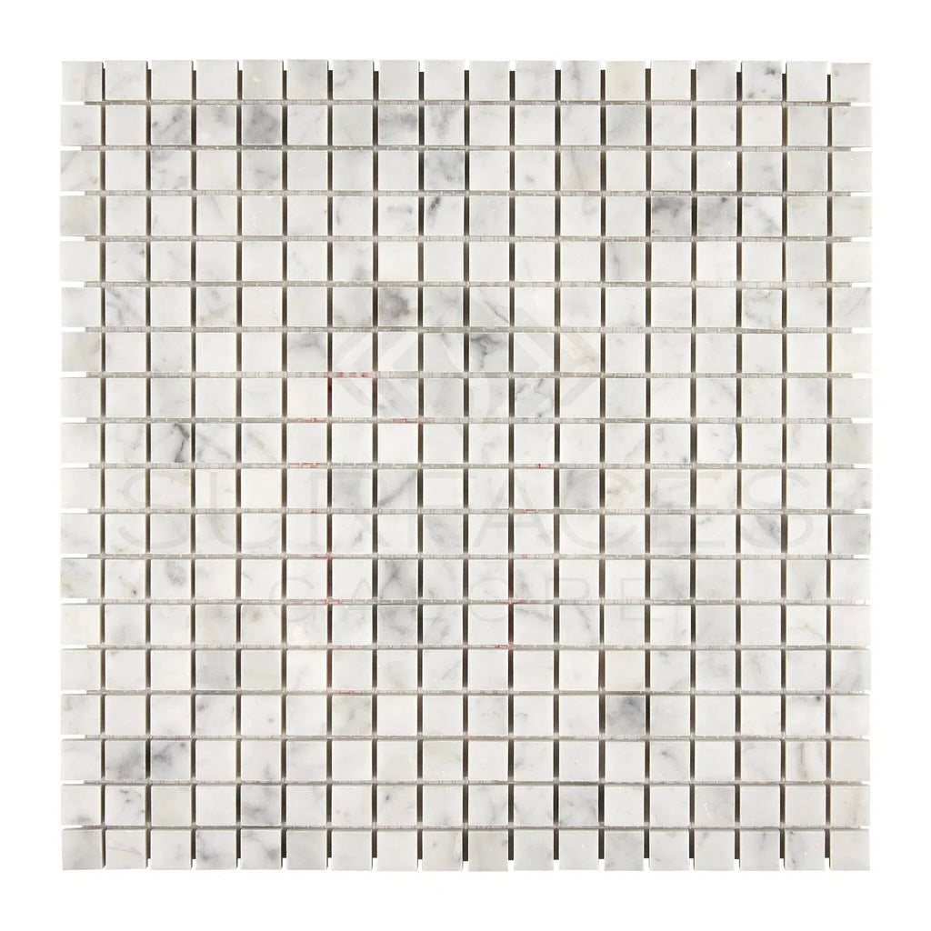 Carrara White Italian Premium 5/8X5/8 Mosaic Marble Tile Polished-Honed