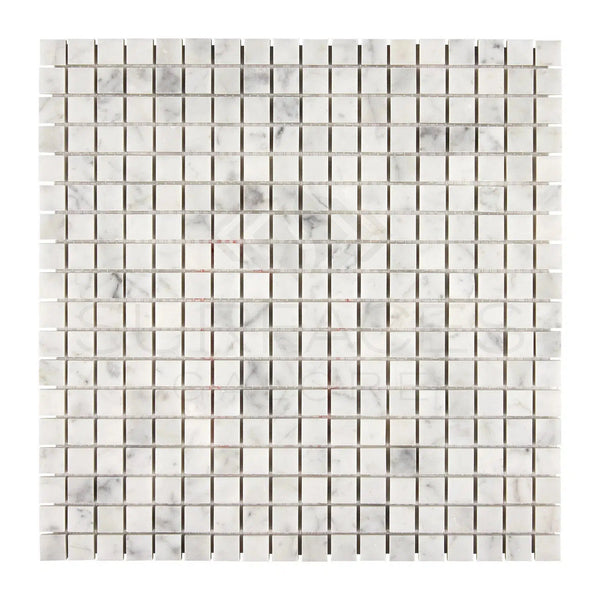 Carrara White Italian Premium 5/8X5/8 Mosaic Marble Tile Polished - Honed - SurfacesGalorePolished