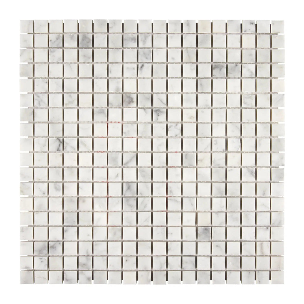 Carrara White Italian Premium 5/8X5/8 Mosaic Marble Tile Polished-Honed