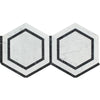 Carrara White Italian Premium 5X5 Hexagon Combination (w/Black) Mosaic Marble Tile Polished - Honed - SurfacesGalorePolished