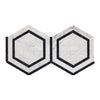 Carrara White Italian Premium 5X5 Hexagon Combination (w/Black) Mosaic Marble Tile Polished - Honed - SurfacesGalorePolished