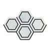 Carrara White Italian Premium 5X5 Hexagon Combination (w/Black) Mosaic Marble Tile Polished - Honed - SurfacesGalorePolished