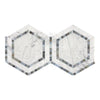 Carrara White Italian Premium 5X5 Hexagon Combination (w/Blue-Gray) Mosaic Marble Tile Polished-Honed