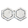 Carrara White Italian Premium 5X5 Hexagon Combination (w/Blue-Gray) Mosaic Marble Tile Polished-Honed