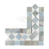 Carrara White Italian Premium BIAS Border CORNER (w/ Blue-Gray) Polished-Honed