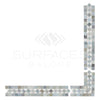 Carrara White Italian Premium BIAS Border CORNER (w/ Blue-Gray) Polished-Honed