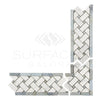 Carrara White Italian Premium Basketweave Border CORNER (w/ Blue - Gray) Polished - Honed - SurfacesGalorePolished