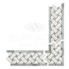 Carrara White Italian Premium Basketweave Border CORNER (w/ Blue-Gray) Polished-Honed