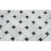 Carrara White Italian Premium Basketweave (w/ Black) Mosaic Marble Tile Polished-Honed