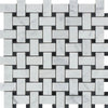 Carrara White Italian Premium Basketweave (w/ Black) Mosaic Marble Tile Polished-Honed