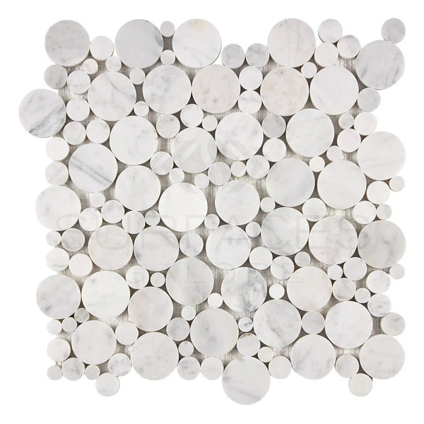 Carrara White Italian Premium Bubbles Mosaic Marble Tile Polished-Honed