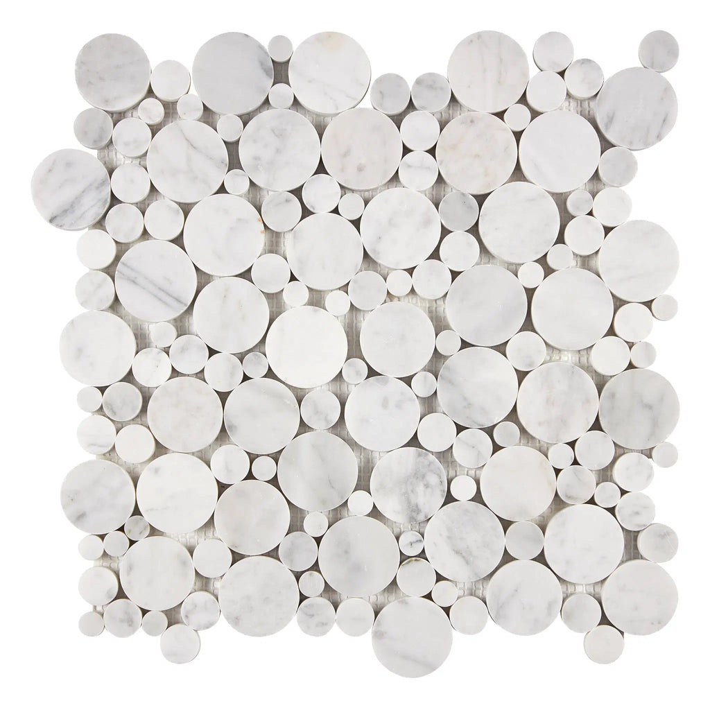 Carrara White Italian Premium Bubbles Mosaic Marble Tile Polished-Honed