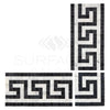 Carrara White Italian Premium Greek Key Border CORNER (w/ Black) Polished - Honed - SurfacesGalorePolished