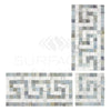 Carrara White Italian Premium Greek Key Border CORNER (w/ Blue-Gray) 3 1/8 X 3 1/2 Polished-Honed