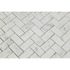 Carrara White Italian Premium Herringbone Mosaic 1X2 Brick Mosaic Marble Tile Polished - Honed - SurfacesGalorePolished