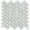 Carrara White Italian Premium Herringbone Mosaic 1X2 Brick Mosaic Marble Tile Polished - Honed - SurfacesGalorePolished