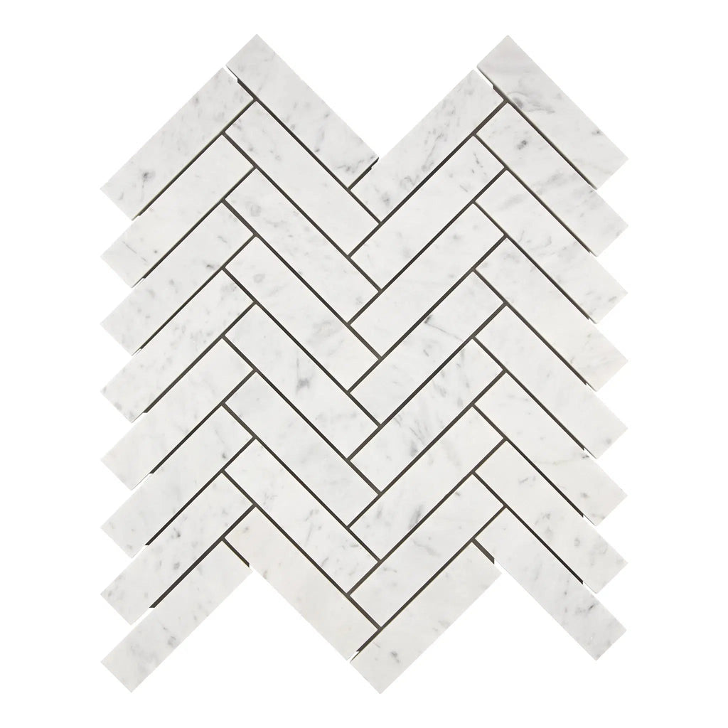 Carrara White Italian Premium Herringbone Mosaic 1X4 Brick Mosaic Marble Tile Polished-Honed