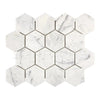 Carrara White Italian Premium Hexagon 3X3 Mosaic Marble Tile Polished-Honed